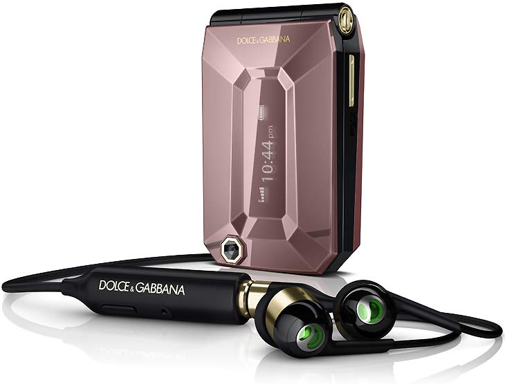 fig.: 'Jalou' in sparkling rose with Headset. Design by Dolce&Gabbana for Sony Ericsson, fall/winter 2009/10.