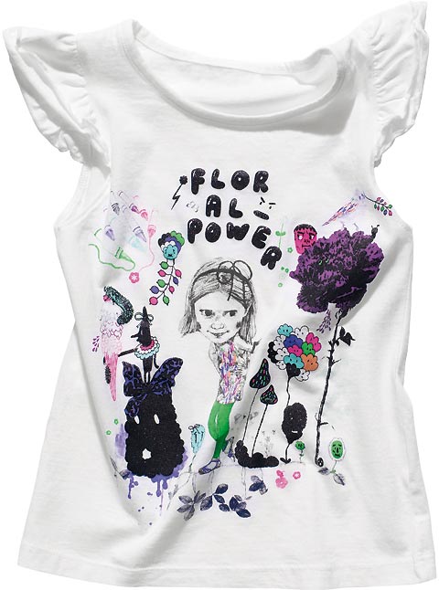 fig.: Print by Beata Boucht on a girl shirt from the 'ArtBy' collection for kids by H&M, spring 2010. 
