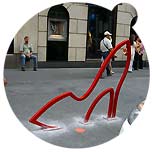 New York has installed artful bike racks by David Byrne on selected places through Manhattan and Brooklyn. The next artful pieces by the finalists of the international design competition, organised by the New York City Department of Transportation, will follow on 30th September 2008 ... 