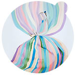 Tasha Amini Fabrics, pattern like stripes and especially the bow are symbolic elements in Amini's work. On one of her paintings, the reflection of the stripes of the woman’s skirt seems to connect the earth with the ceiling. The rays raise from the center of her body and sculpture the pastel colored stripes into a bow ...