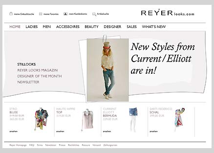 In July 2009, the Austrian (Hallein/Salzburg) fashion boutique Reyer has stepped out into the international world of selling fashion. Reyer opened the online shop on reyerlooks.com for the urban, exclusive style. This summer you can find many colorful dresses with all-over prints with matching bags in bright colors. 