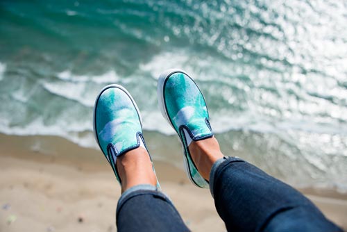 À la plage with Gray Malin print on Sperry sneakers; debut at Colette Paris