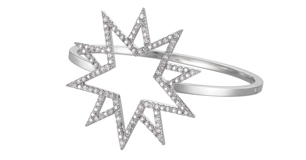 Erszebeth diamond bangle in white gold from A.E. Köchert’s Radiant Christmas selection.