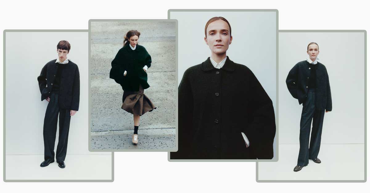 Models wearing Stapf Autumn/Winter 2025 walk Janker in night blue and forest-green cape with classic styling.