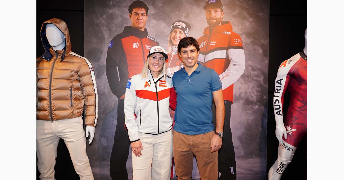 Conny Hütter and Stefano Colombo at the Colmar x Ski Austria presentation in Vienna.