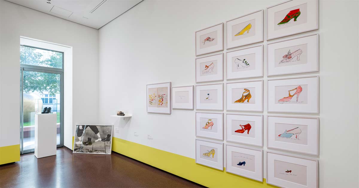 Shoe illustrations and artworks in the To Shoe or not to Shoe exhibition in Vienna.