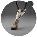 US jewellery designer Maurie Polak's pieces seem to be Voodoo inspired amulets to support the wearer in the awareness that the moment is only in the case limited if you let it end in the presence. The designer has used imitations of animal legs in a cocoon to symbolize this 'walking through time and evolution' in jewellery...