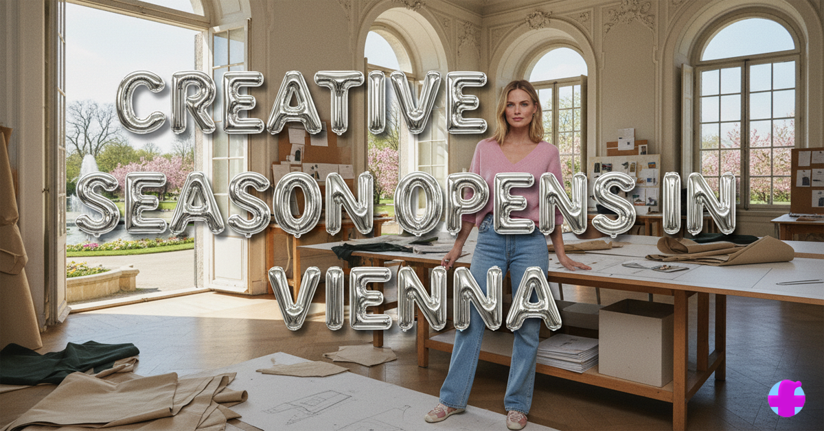 Fashion designer in her studio in Vienna on a warm spring day.